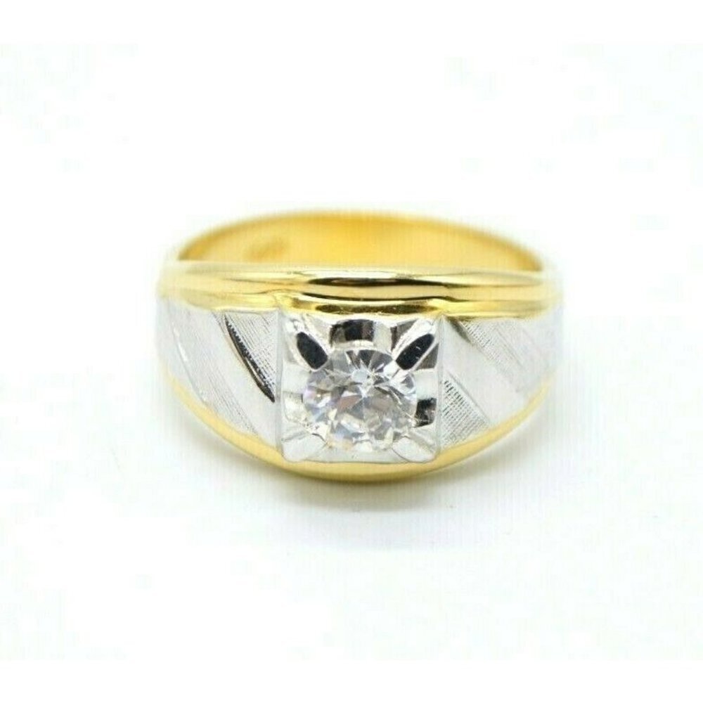 Signed 10K GF Men's Faux Diamond Clear Rhinestone